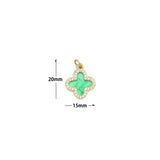 Double CZ Enamel Flower Charm Pendant, Sku#LD704