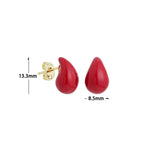 Red Enamel Teardrop Stud Earrings, Sku#LD705