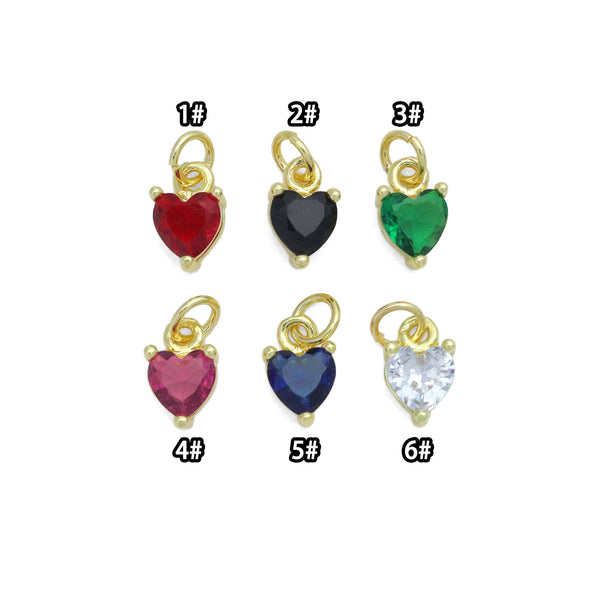 Red black clear green blue crystal Heart Charm Pendant, Sku#LD707