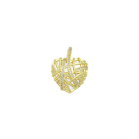 Clear CZ Gold Cage Puffy Heart Charm Pendant, Sku#LD708