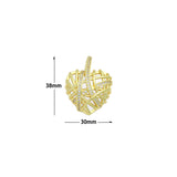 Clear CZ Gold Cage Puffy Heart Charm Pendant, Sku#LD708