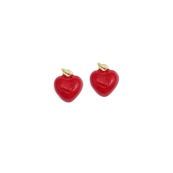 Red Enamel Puffy Heart Charm Pendant,Sku#LD711