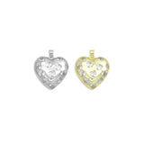 Clear CZ Gold Silver Heart on Heart Charm Pendant,Sku#LD714