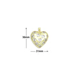 Clear CZ Gold Silver Heart on Heart Charm Pendant,Sku#LD714