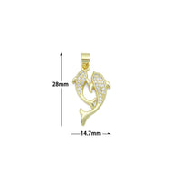 Clear CZ Gold Dolphin Charm Pendant,Sku#LD715