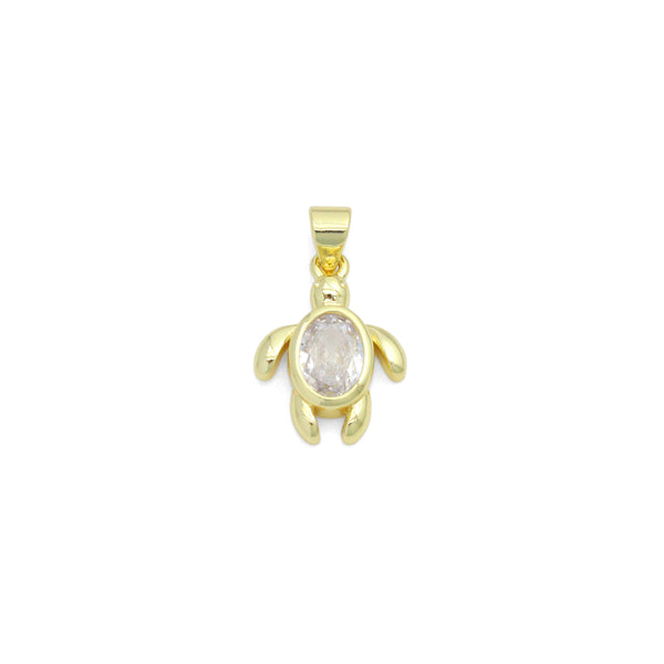 Clear Oval CZ Tortoise Turtle Charm Pendant,Sku#LD716