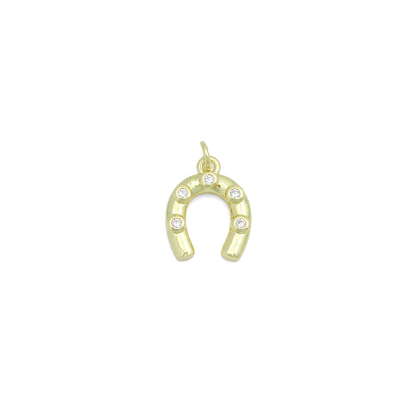 Clear CZ Gold U Shape horseshoe Charm Pendant,Sku#LD717