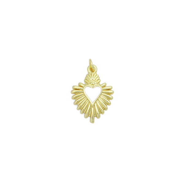 White Enamel Gold Heart Charm Pendant,Sku#LD719