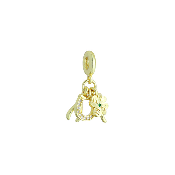 Flower Horseshoe Wishbone Charm Pendant,Sku#LD721