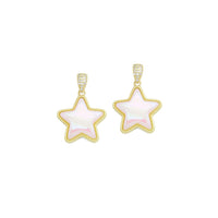 Gold iridescent White Pearl Star Charm Pendant,Sku#LD726