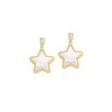 Gold iridescent White Pearl Star Charm Pendant,Sku#LD726