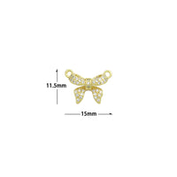 Clear CZ Gold Bow Connecter Charm Pendant,Sku#LD730