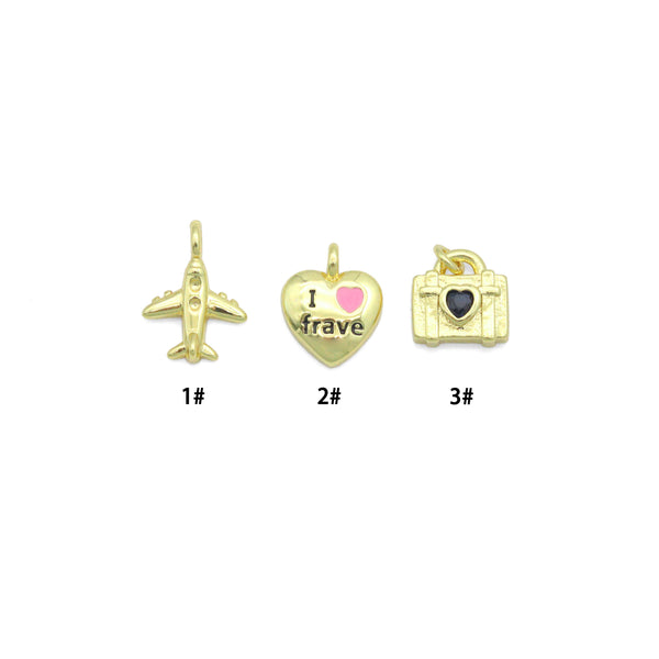 Air Plane I Love Travel Heart Camera Purse Charm Pendants,Sku#LD743