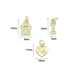 Clear CZ Gold Paw Horn Heart Bone Charm Pendant,Sku#LD750