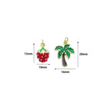 Colorful Enamel Strawberry Coconut Tree Shape Charm Pendant, Sku#LD756