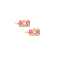 Pink Enamel Camera  charm, Sku#LD758