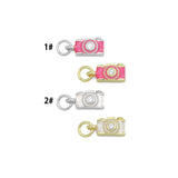 Pink Enamel Camera  charm, Sku#LD758