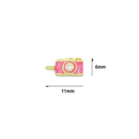 Pink Enamel Camera  charm, Sku#LD758