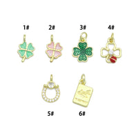 Colorful Enamel Shamrock Clover Passport U Shape charm, Sku#LD760