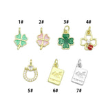 Colorful Enamel Shamrock Clover Passport U Shape charm, Sku#LD760