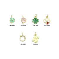 Colorful Enamel Shamrock Clover Passport U Shape charm, Sku#LD760