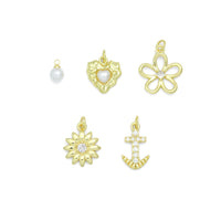 White Pearl, Pearl heart, Sunflower, Anchor, Flower Heart charm, Sku#LD766