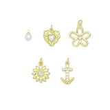 White Pearl, Pearl heart, Sunflower, Anchor, Flower Heart charm, Sku#LD766