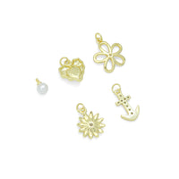 White Pearl, Pearl heart, Sunflower, Anchor, Flower Heart charm, Sku#LD766