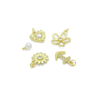 White Pearl, Pearl heart, Sunflower, Anchor, Flower Heart charm, Sku#LD766