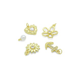White Pearl, Pearl heart, Sunflower, Anchor, Flower Heart charm, Sku#LD766