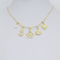 White Pearl, Pearl heart, Sunflower, Anchor, Flower Heart charm, Sku#LD766