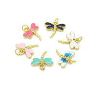 Colorful Enamel Dragonfly charm For Necklace Bracelet Jewelry Making Supply, Sku#LD767