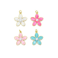 Colorful Enamel pearl Flower Pendant charm for Necklace Bracelet Jewelry Making Supply, Sku#LD768