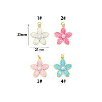 Colorful Enamel pearl Flower Pendant charm for Necklace Bracelet Jewelry Making Supply, Sku#LD768
