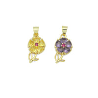Colorful CZ Flower charm For Necklace Bracelet Jewelry Making Supply, Sku#LD769