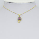 Colorful CZ Flower charm For Necklace Bracelet Jewelry Making Supply, Sku#LD769