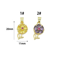 Colorful CZ Flower charm For Necklace Bracelet Jewelry Making Supply, Sku#LD769