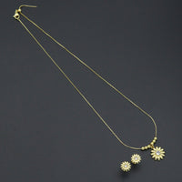 Clear CZ Daisy Flower Gold Link Chain necklace Stud Earring, sku#LD772