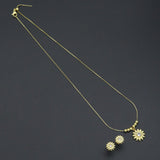 Clear CZ Daisy Flower Gold Link Chain necklace Stud Earring, sku#LD772