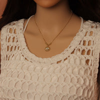 Clear CZ Daisy Flower Gold Link Chain necklace Stud Earring, sku#LD772