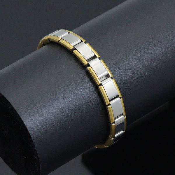 Gold Silver Dual Color Watch Band Stretchy Bracelet, Sku#LD773
