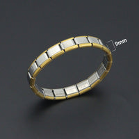 Gold Silver Dual Color Watch Band Stretchy Bracelet, Sku#LD773