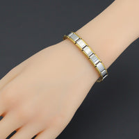 Gold Silver Dual Color Watch Band Stretchy Bracelet, Sku#LD773