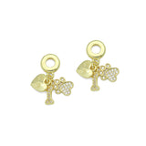 Clear CZ Gold Heart Paw Dog Bone Pendant Large Hole charm, Sku#LD774