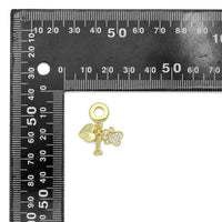 Clear CZ Gold Heart Paw Dog Bone Pendant Large Hole charm, Sku#LD774