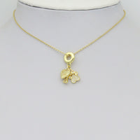Clear CZ Gold Heart Paw Dog Bone Pendant Large Hole charm, Sku#LD774