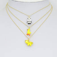 Clear CZ White Pearl Palm Tree, Gold Flower Panda Sun pearl Dollar sign Charm Pendant, Sku#LD775