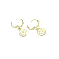 White Clover Gold Round Shape Hoop Earrings, Sku#LD776