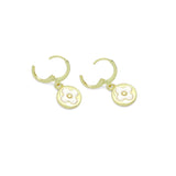 White Clover Gold Round Shape Hoop Earrings, Sku#LD776