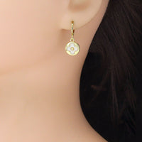White Clover Gold Round Shape Hoop Earrings, Sku#LD776